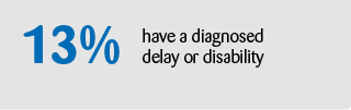 13% have a diagnosed delay or disability