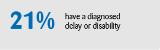 21% have a diagnosed delay or disability